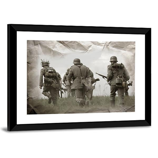 German Soldiers WW2 Reenacting Canvas Wall Art-3 Horizontal-Gallery Wrap-25" x 16"-Tiaracle