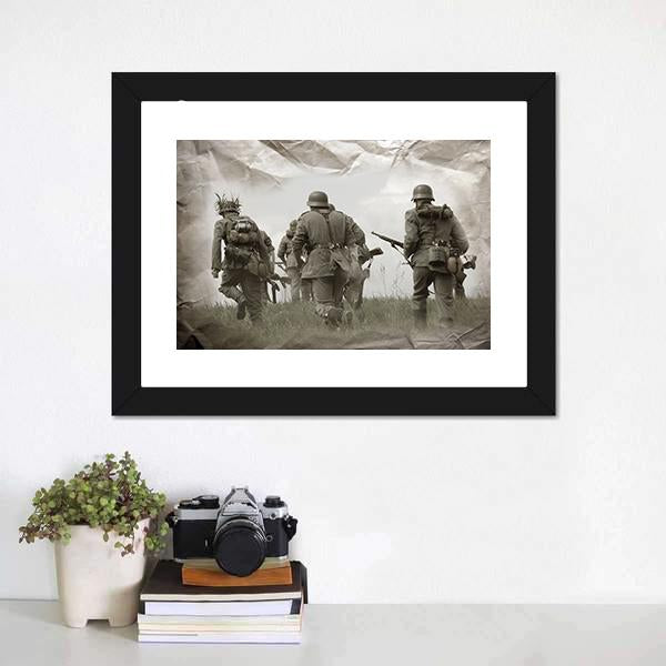 German Soldiers WW2 Reenacting Canvas Wall Art-1 Piece-Framed Print-20" x 16"-Tiaracle