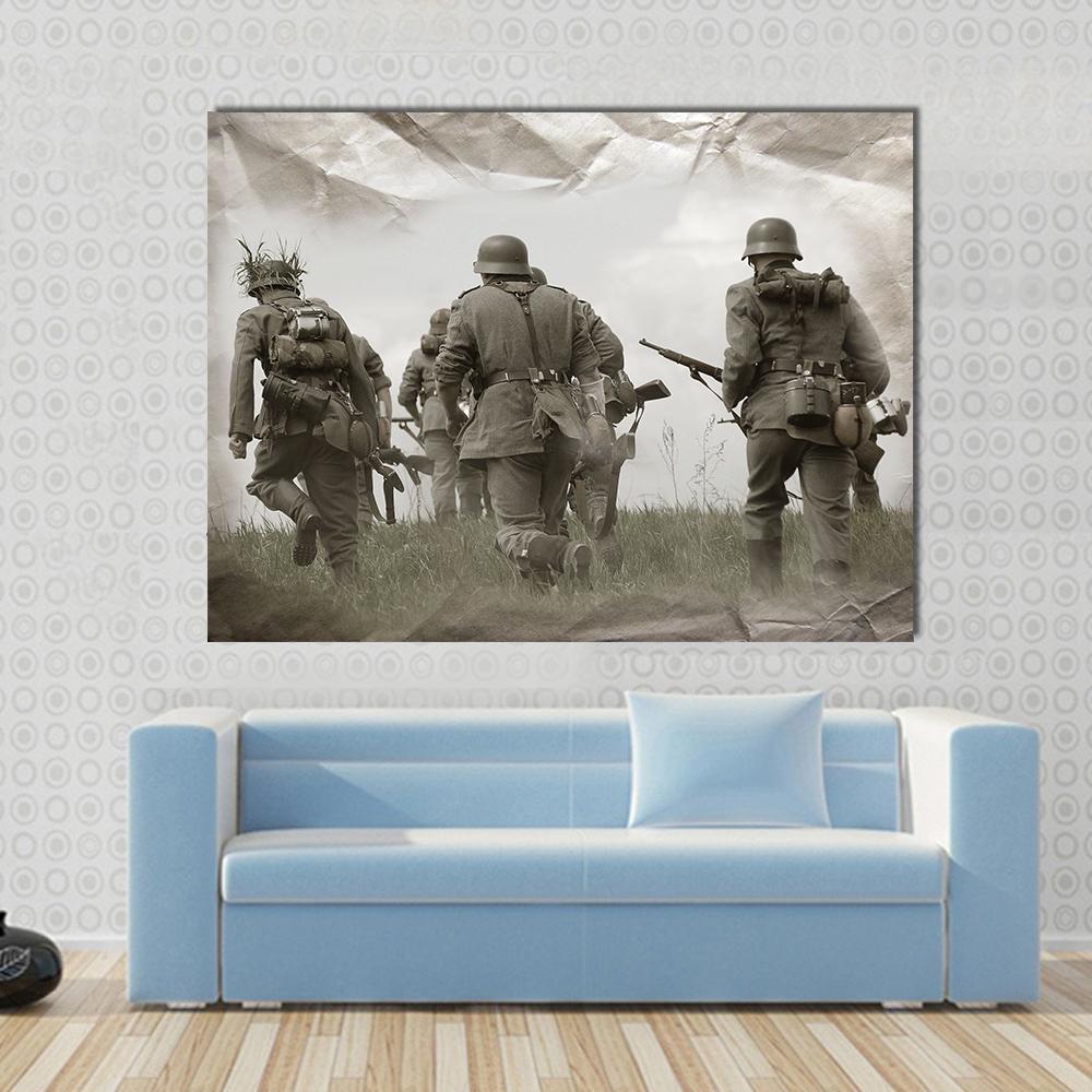 German Soldiers WW2 Reenacting Canvas Wall Art-1 Piece-Gallery Wrap-48" x 32"-Tiaracle