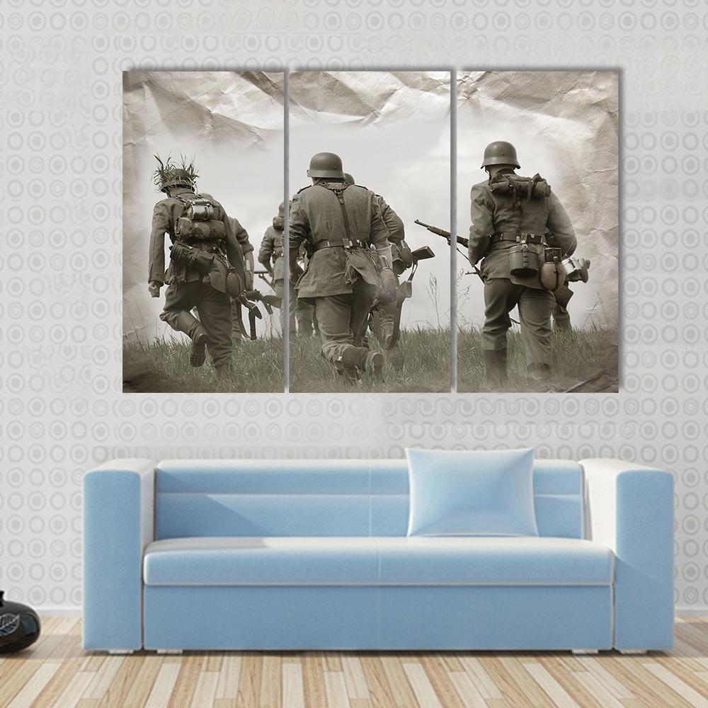 German Soldiers WW2 Reenacting Canvas Wall Art-3 Horizontal-Gallery Wrap-37" x 24"-Tiaracle