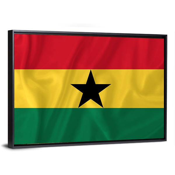 Ghana Waving Flag Canvas Wall Art-3 Horizontal-Gallery Wrap-25" x 16"-Tiaracle