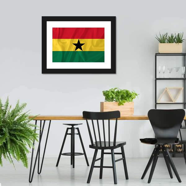 Ghana Waving Flag Canvas Wall Art-3 Horizontal-Gallery Wrap-25" x 16"-Tiaracle