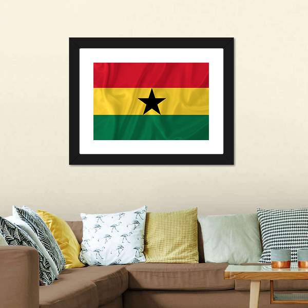Ghana Waving Flag Canvas Wall Art-3 Horizontal-Gallery Wrap-25" x 16"-Tiaracle