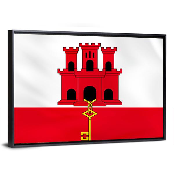 Gibraltar Flag Canvas Wall Art-3 Horizontal-Gallery Wrap-25" x 16"-Tiaracle