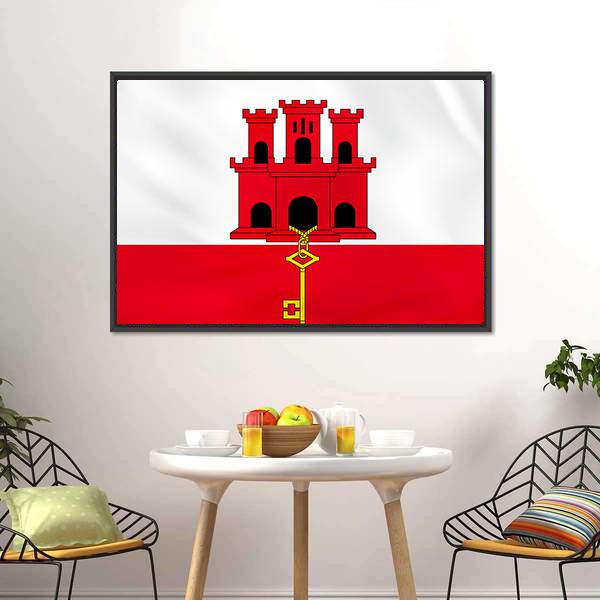 Gibraltar Flag Canvas Wall Art-3 Horizontal-Gallery Wrap-25" x 16"-Tiaracle