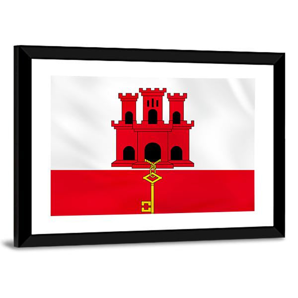 Gibraltar Flag Canvas Wall Art-3 Horizontal-Gallery Wrap-25" x 16"-Tiaracle