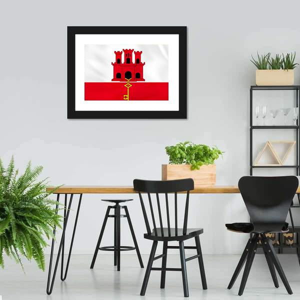 Gibraltar Flag Canvas Wall Art-3 Horizontal-Gallery Wrap-25" x 16"-Tiaracle