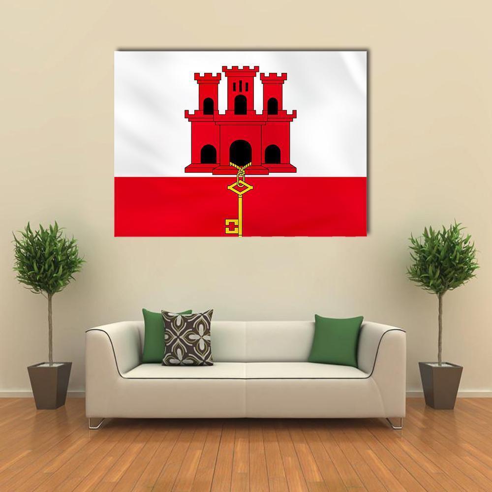 Gibraltar Flag Canvas Wall Art-1 Piece-Gallery Wrap-48" x 32"-Tiaracle