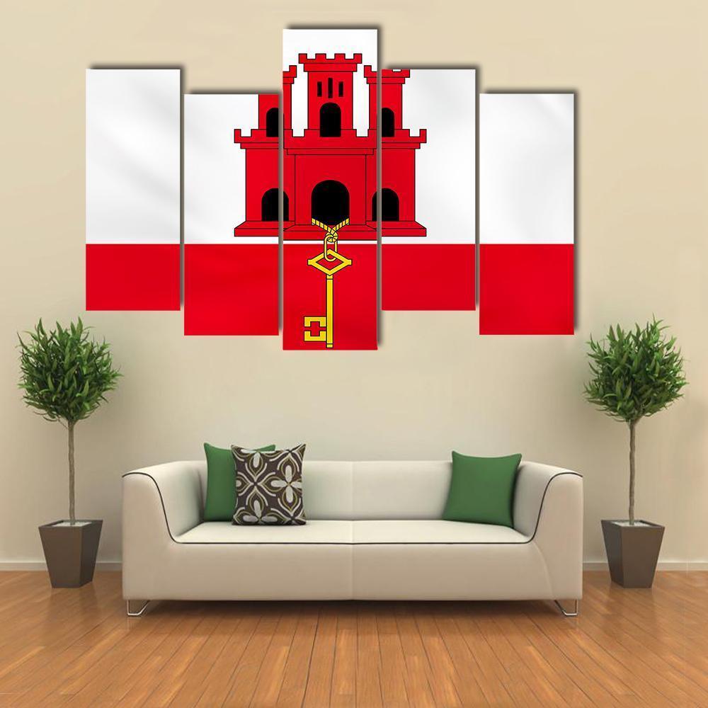 Gibraltar Flag Canvas Wall Art-5 Pop-Gallery Wrap-47" x 32"-Tiaracle