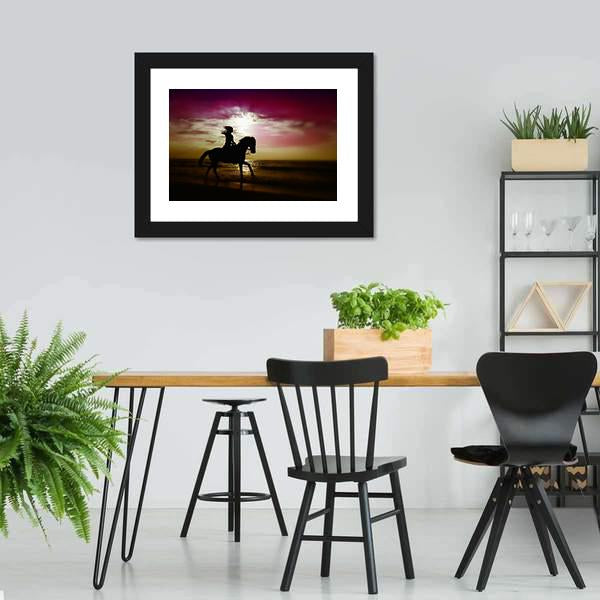 Girl Riding Horse On Beach Canvas Wall Art-3 Horizontal-Gallery Wrap-25" x 16"-Tiaracle