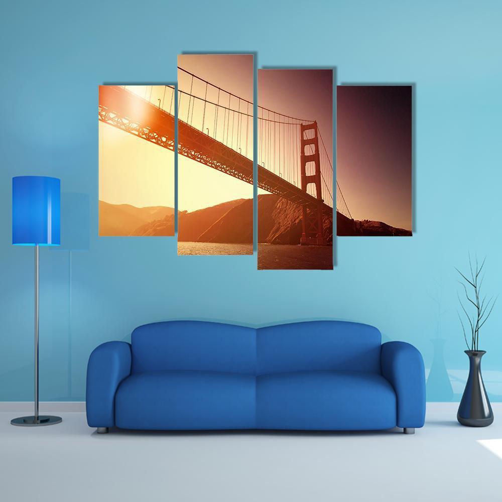 Golden Gate Bridge California Canvas Wall Art-4 Pop-Gallery Wrap-50" x 32"-Tiaracle