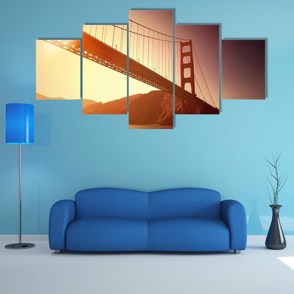 Golden Gate Bridge California Canvas Wall Art-5 Star-Gallery Wrap-62" x 32"-Tiaracle