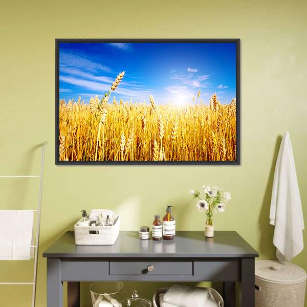 Golden Wheat Field Canvas Wall Art-1 Piece-Floating Frame-24" x 16"-Tiaracle