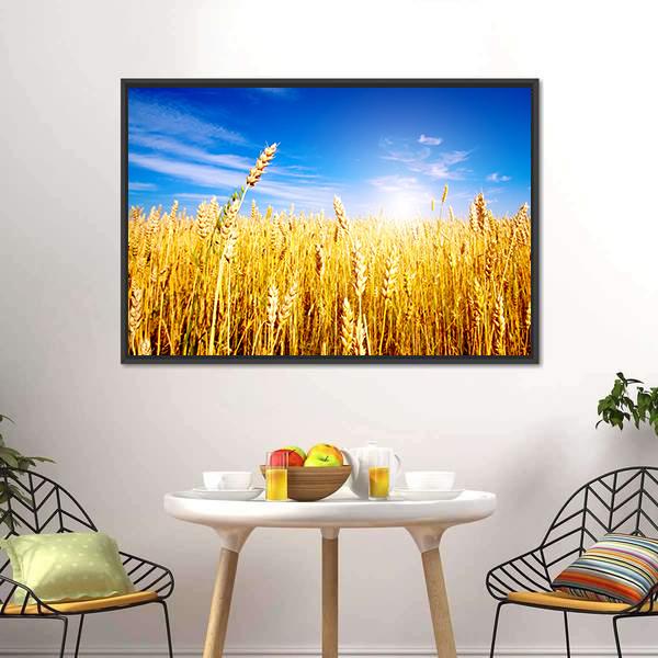 Golden Wheat Field Canvas Wall Art-3 Horizontal-Gallery Wrap-25" x 16"-Tiaracle