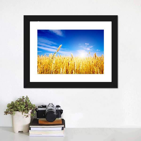 Golden Wheat Field Canvas Wall Art-1 Piece-Framed Print-20" x 16"-Tiaracle