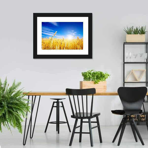 Golden Wheat Field Canvas Wall Art-3 Horizontal-Gallery Wrap-25" x 16"-Tiaracle