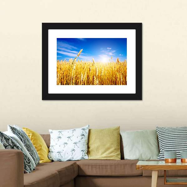 Golden Wheat Field Canvas Wall Art-3 Horizontal-Gallery Wrap-25" x 16"-Tiaracle