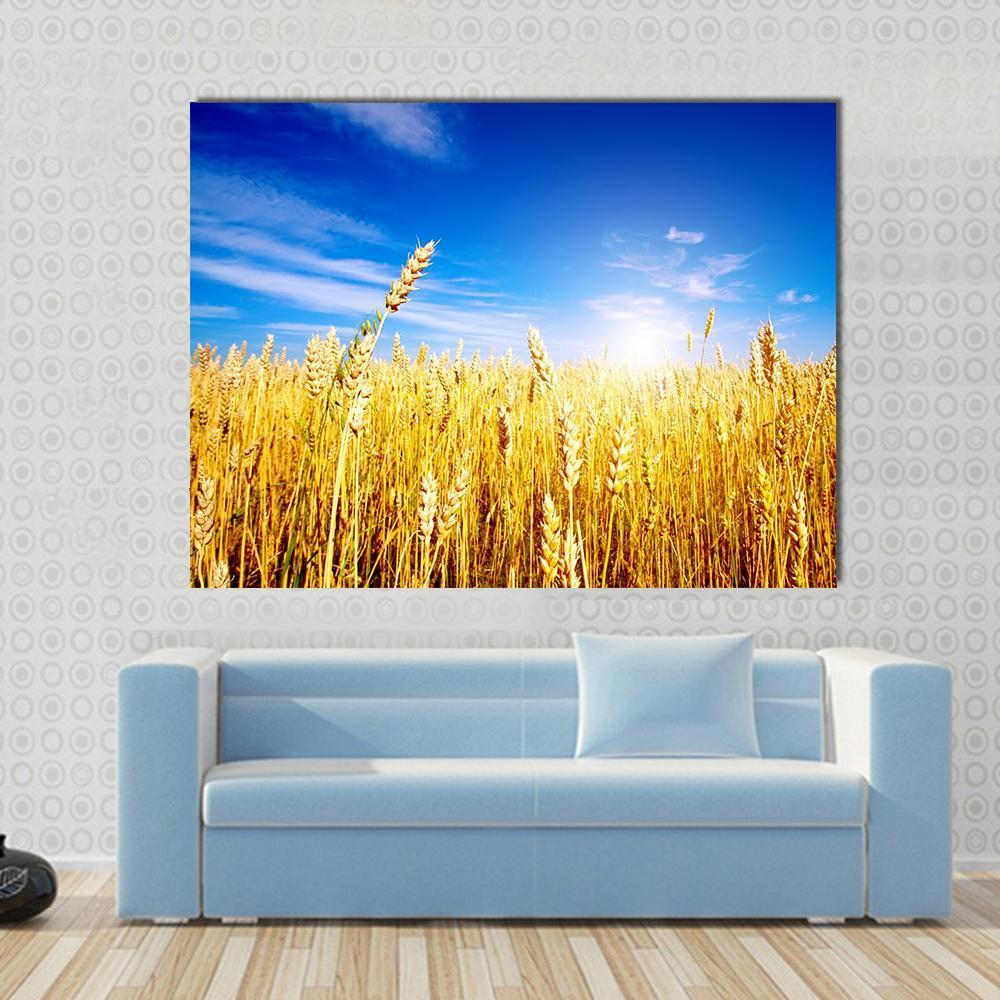 Golden Wheat Field Canvas Wall Art-1 Piece-Gallery Wrap-48" x 32"-Tiaracle