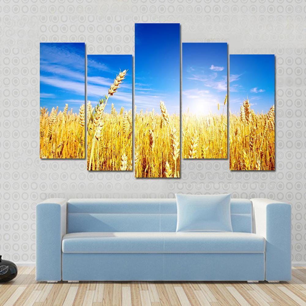 Golden Wheat Field Canvas Wall Art-5 Pop-Gallery Wrap-47" x 32"-Tiaracle