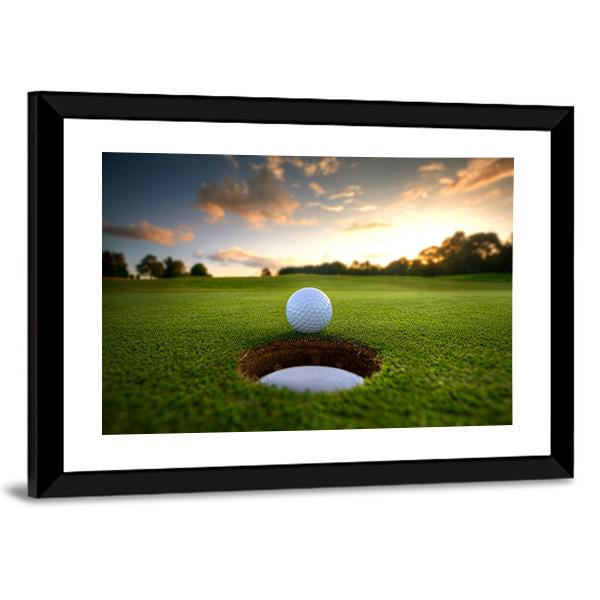 Golf Ball About To Fall Canvas Wall Art-3 Horizontal-Gallery Wrap-25" x 16"-Tiaracle