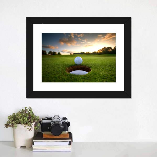 Golf Ball About To Fall Canvas Wall Art-1 Piece-Framed Print-20" x 16"-Tiaracle