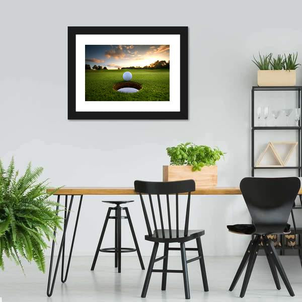 Golf Ball About To Fall Canvas Wall Art-3 Horizontal-Gallery Wrap-25" x 16"-Tiaracle