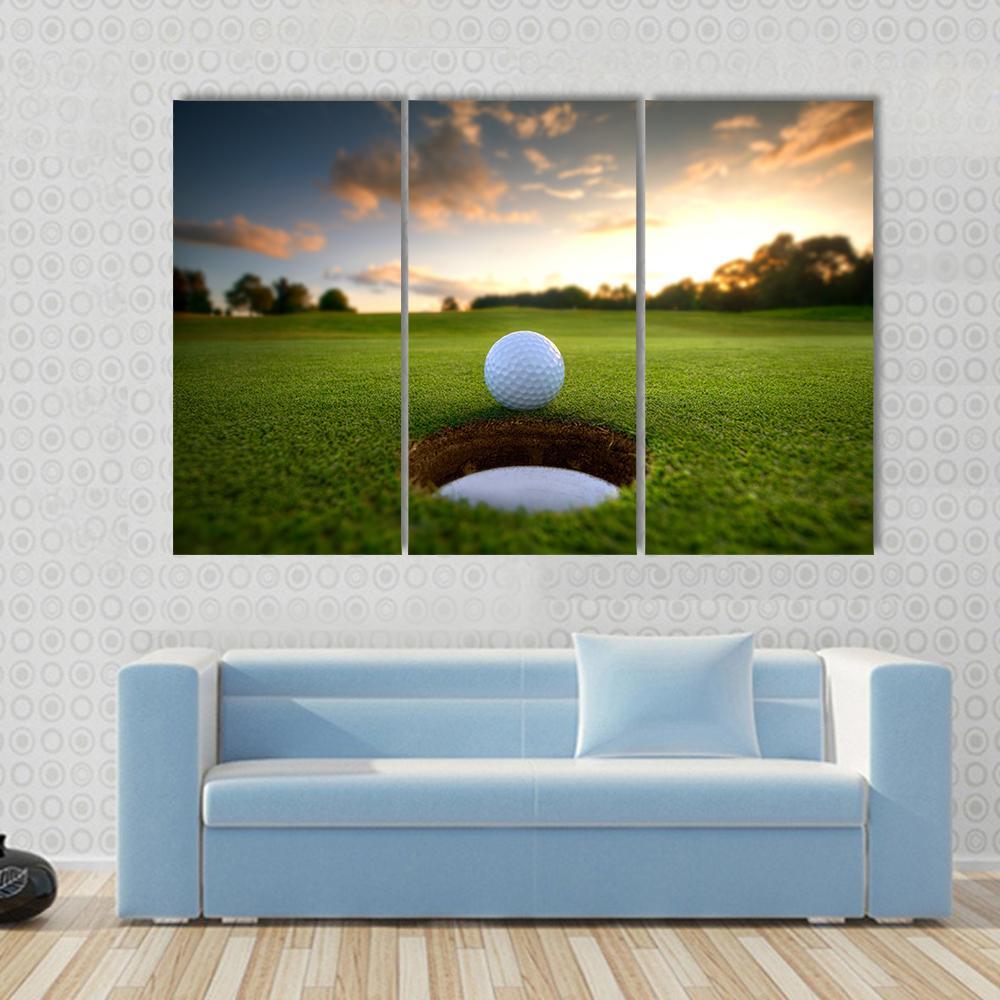 Golf Ball About To Fall Canvas Wall Art-3 Horizontal-Gallery Wrap-37" x 24"-Tiaracle