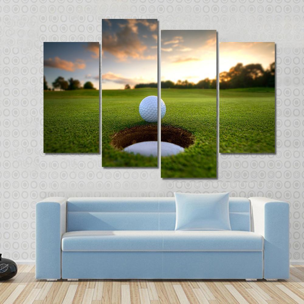 Golf Ball About To Fall Canvas Wall Art-4 Pop-Gallery Wrap-50" x 32"-Tiaracle