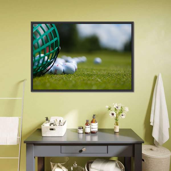 Golf Ball Basket Canvas Wall Art-1 Piece-Floating Frame-24" x 16"-Tiaracle