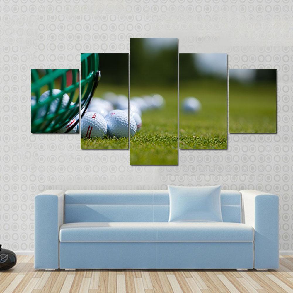 Golf Ball Basket Canvas Wall Art-5 Star-Gallery Wrap-62" x 32"-Tiaracle