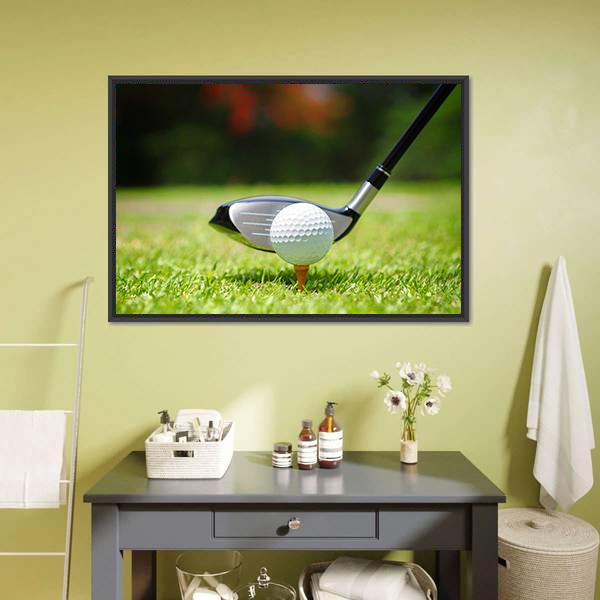 Golf Ball & Club Canvas Wall Art-1 Piece-Floating Frame-24" x 16"-Tiaracle