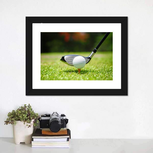 Golf Ball & Club Canvas Wall Art-1 Piece-Framed Print-20" x 16"-Tiaracle