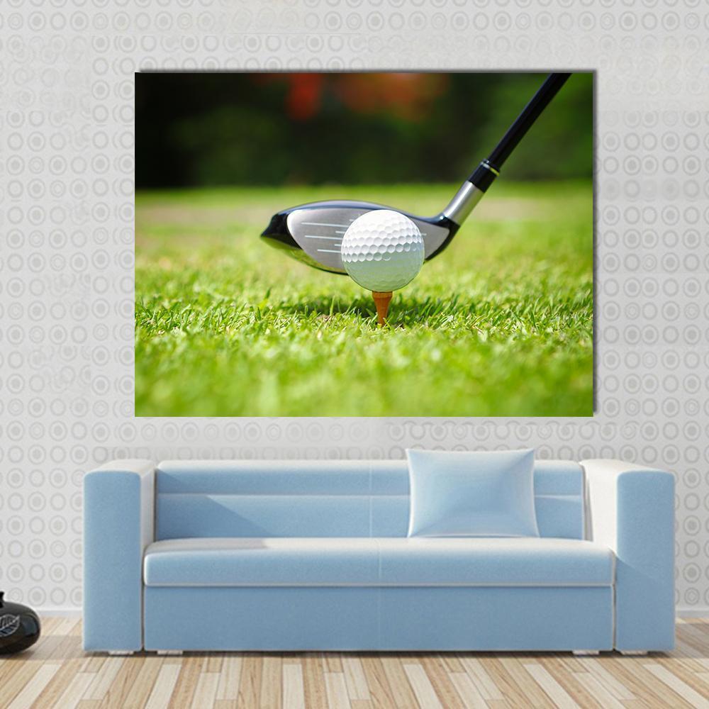 Golf Ball & Club Canvas Wall Art-1 Piece-Gallery Wrap-48" x 32"-Tiaracle