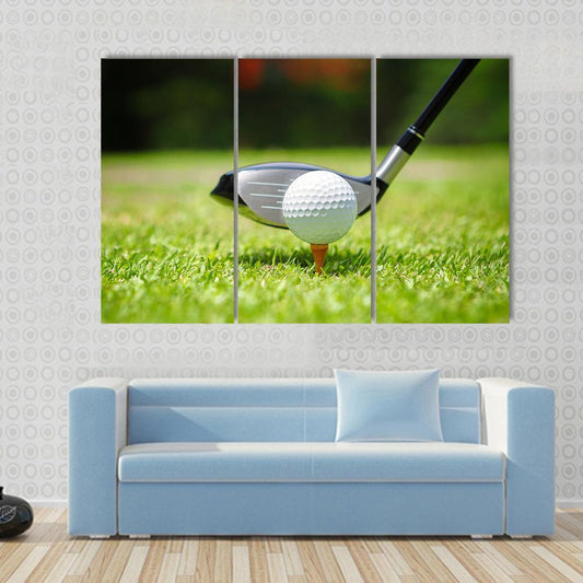 Golf Ball & Club Canvas Wall Art-3 Horizontal-Gallery Wrap-37" x 24"-Tiaracle