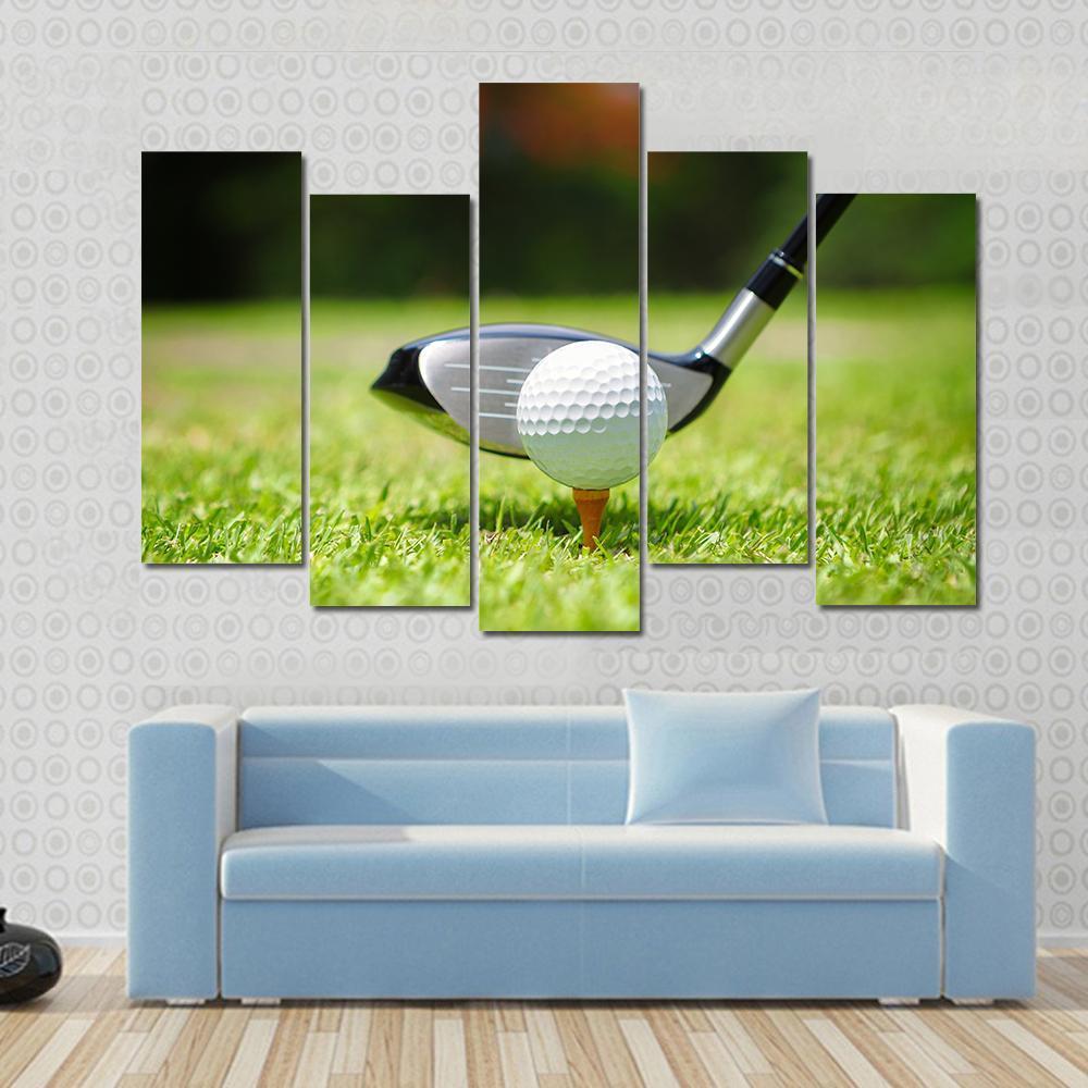 Golf Ball & Club Canvas Wall Art-5 Pop-Gallery Wrap-47" x 32"-Tiaracle