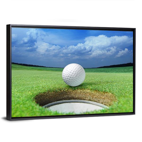 Golf Ball In Course Canvas Wall Art-3 Horizontal-Gallery Wrap-25" x 16"-Tiaracle