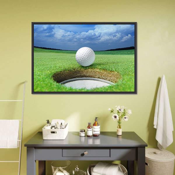 Golf Ball In Course Canvas Wall Art-1 Piece-Floating Frame-24" x 16"-Tiaracle