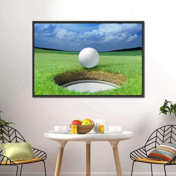 Golf Ball In Course Canvas Wall Art-3 Horizontal-Gallery Wrap-25" x 16"-Tiaracle