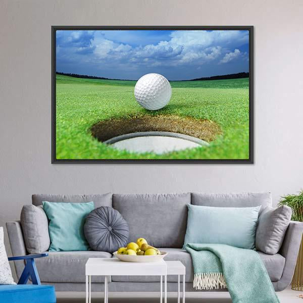 Golf Ball In Course Canvas Wall Art-3 Horizontal-Gallery Wrap-25" x 16"-Tiaracle