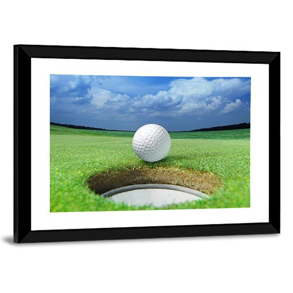 Golf Ball In Course Canvas Wall Art-3 Horizontal-Gallery Wrap-25" x 16"-Tiaracle