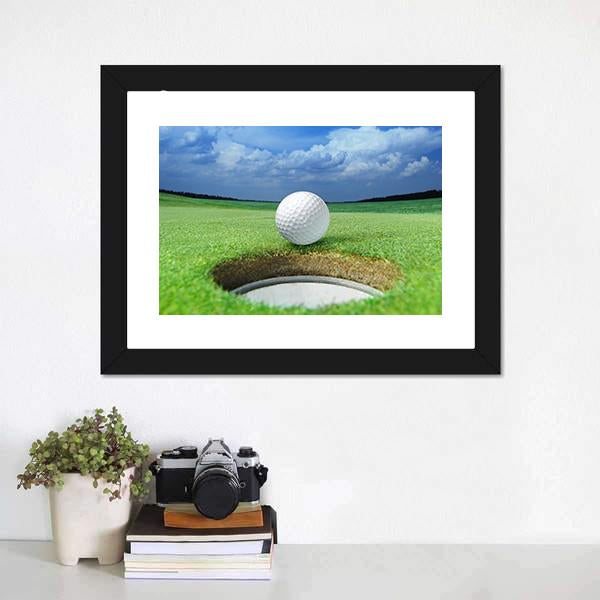 Golf Ball In Course Canvas Wall Art-1 Piece-Framed Print-20" x 16"-Tiaracle