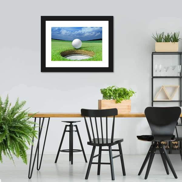 Golf Ball In Course Canvas Wall Art-3 Horizontal-Gallery Wrap-25" x 16"-Tiaracle