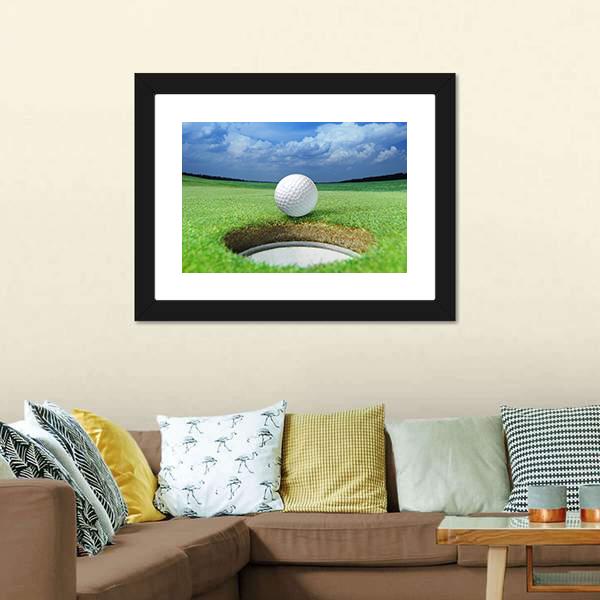 Golf Ball In Course Canvas Wall Art-3 Horizontal-Gallery Wrap-25" x 16"-Tiaracle