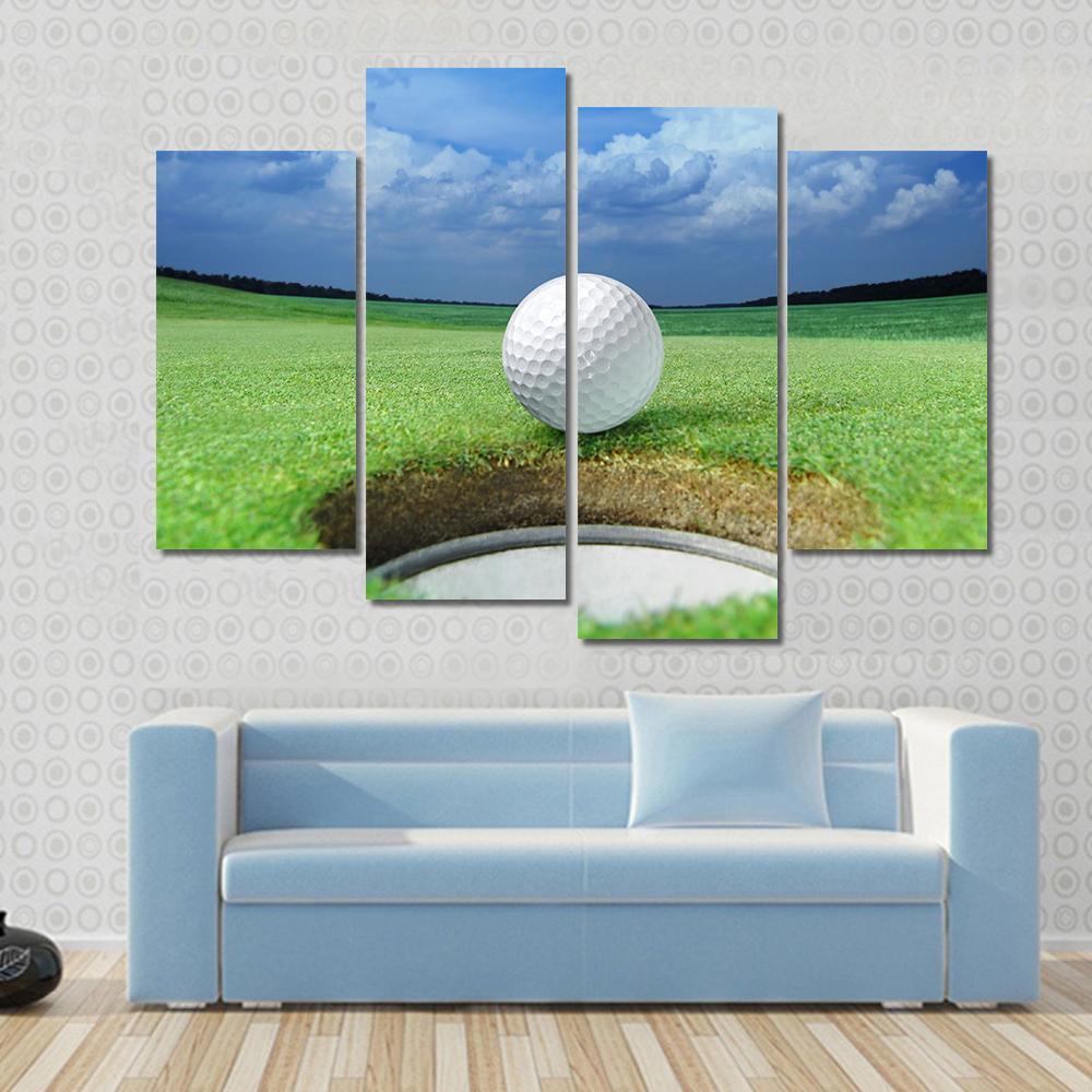 Golf Ball In Course Canvas Wall Art-4 Pop-Gallery Wrap-50" x 32"-Tiaracle