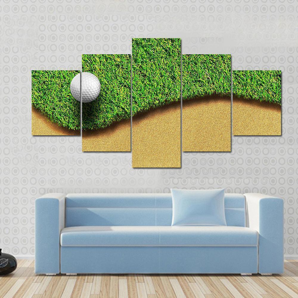 Golf Ball In Golf Courses Canvas Wall Art-5 Star-Gallery Wrap-62" x 32"-Tiaracle