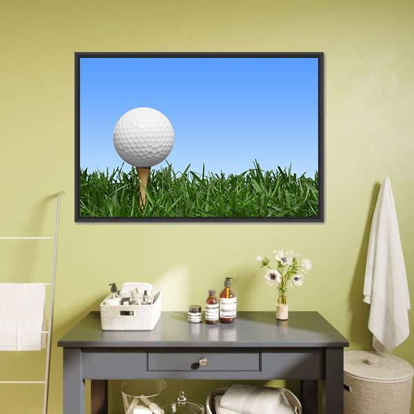 Golf Ball In Grass Canvas Wall Art-1 Piece-Floating Frame-24" x 16"-Tiaracle