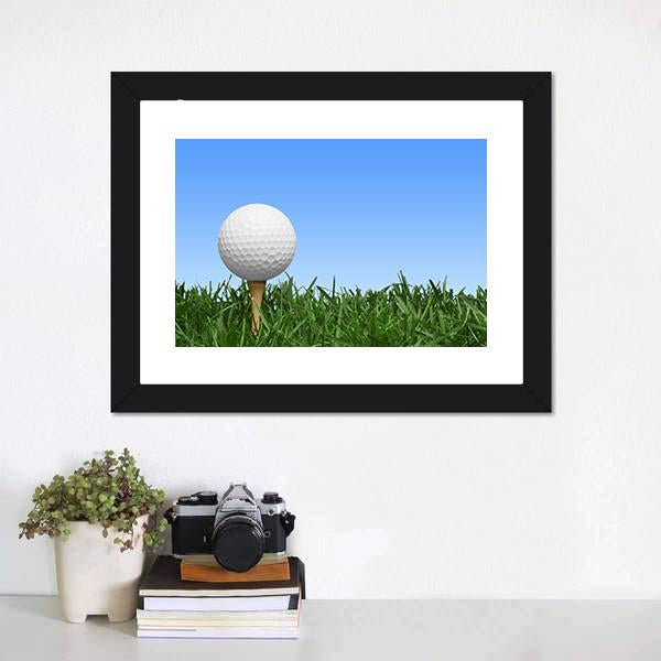 Golf Ball In Grass Canvas Wall Art-1 Piece-Framed Print-20" x 16"-Tiaracle