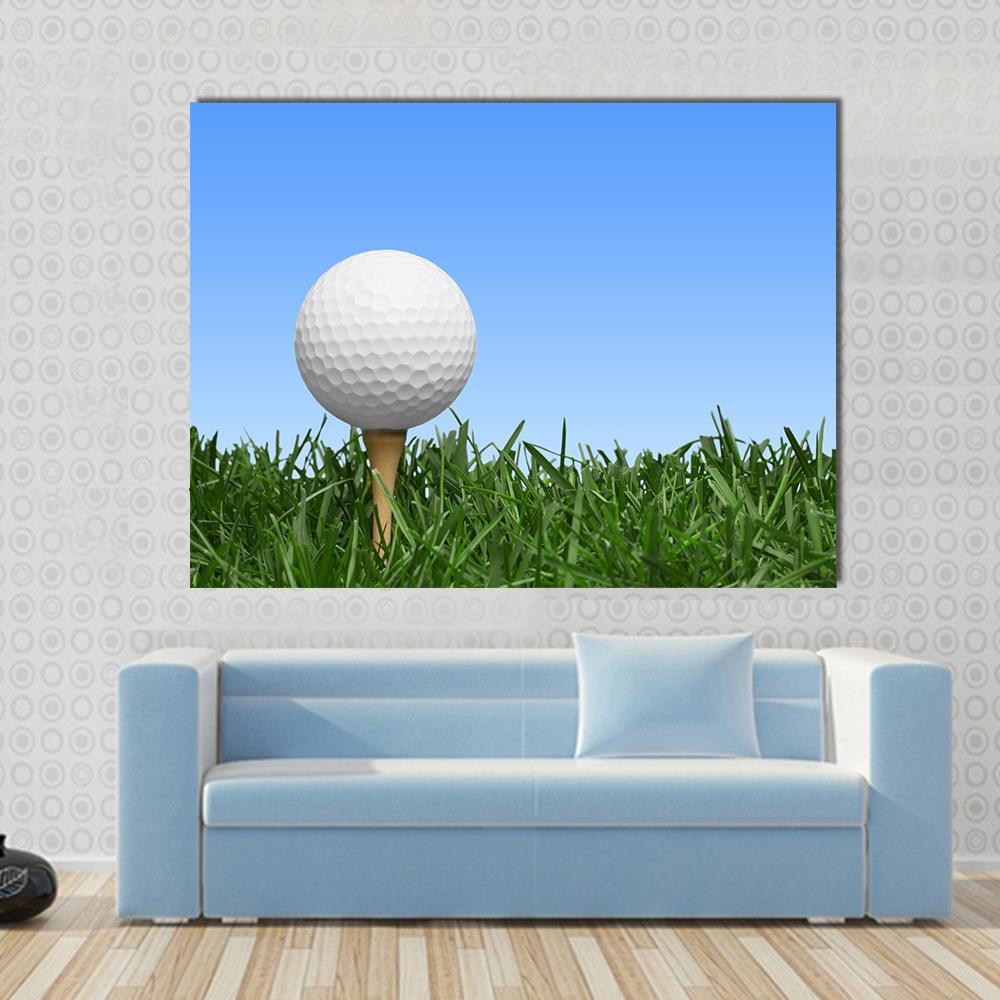 Golf Ball In Grass Canvas Wall Art-1 Piece-Gallery Wrap-48" x 32"-Tiaracle