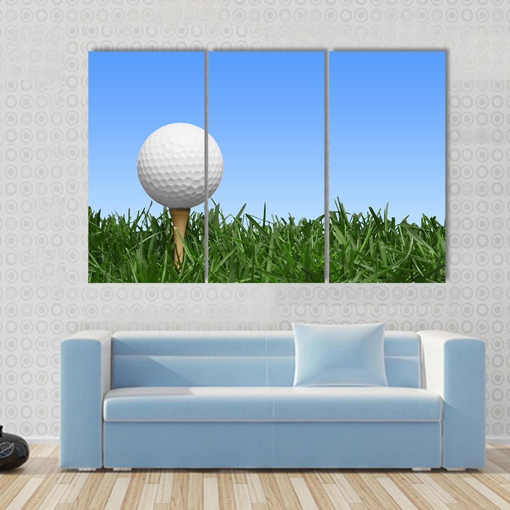 Golf Ball In Grass Canvas Wall Art-3 Horizontal-Gallery Wrap-37" x 24"-Tiaracle