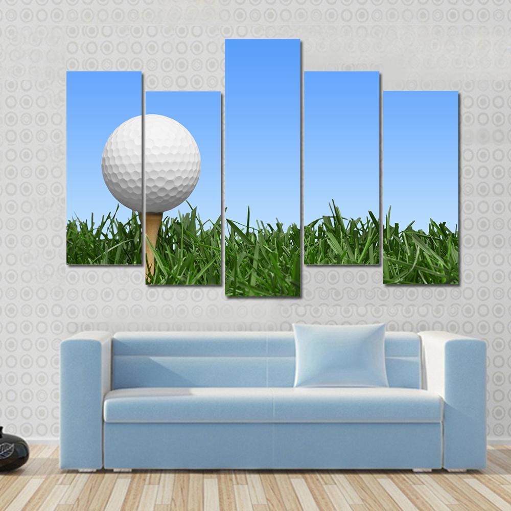 Golf Ball In Grass Canvas Wall Art-5 Pop-Gallery Wrap-47" x 32"-Tiaracle